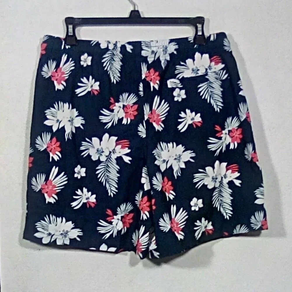 NWT Biwisy Men’s swim trunks with pockets: Blue Floral: Size: M